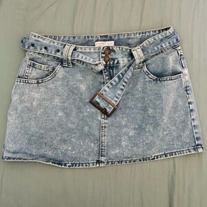 Sincerely Jules Blue Denim Mini Skirt with Belt